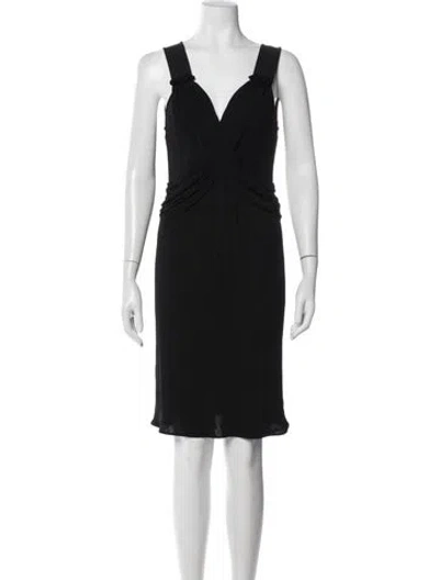 Pre-owned D&g V-neck Mini Dress In Black