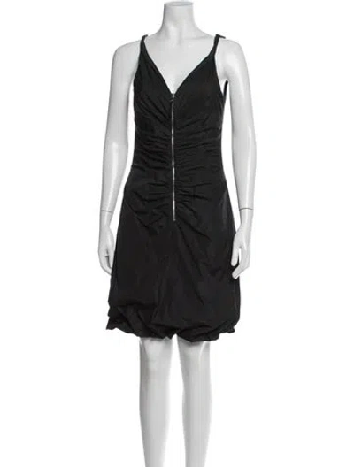 Pre-owned D&g V-neck Mini Dress In Black