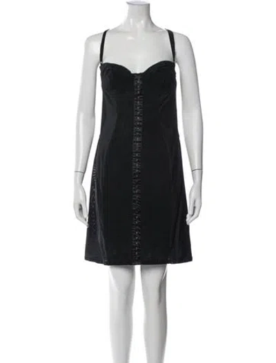 Pre-owned D&g V-neck Mini Dress In Black