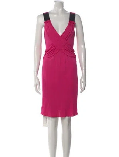 Pre-owned D&g V-neck Mini Dress In Pink