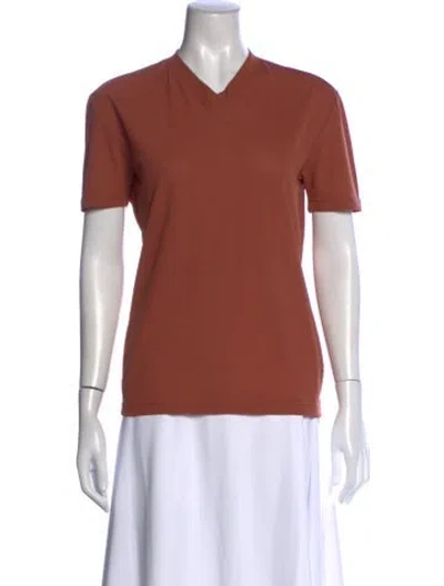 Pre-owned D&g V-neck Short Sleeve T-shirt In Brown