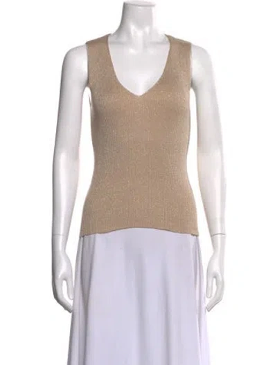 Pre-owned D&g V-neck Sleeveless Top In Gold