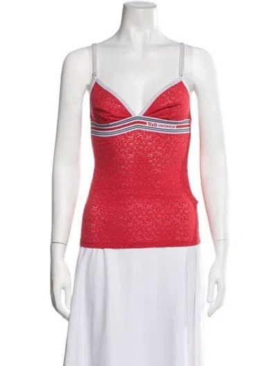 Pre-owned D&g V-neck Sleeveless Top In Red