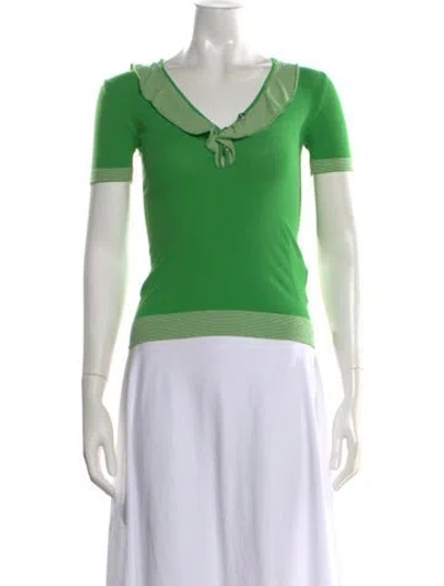 Pre-owned D&g V-neck Sweater In Green