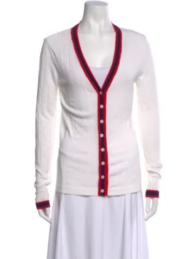 Pre-owned D&g V-neck Sweater In White