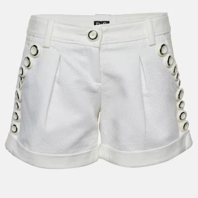 Pre-owned D & G White Cotton Button Detail Shorts S