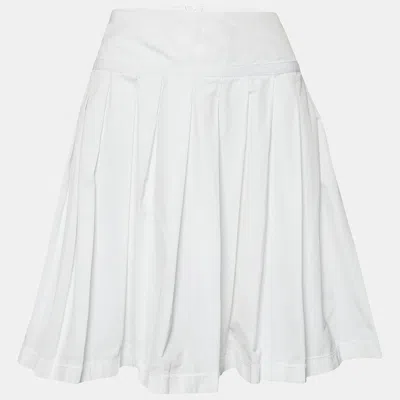 Pre-owned D & G White Cotton Pleated Mini Skirt M