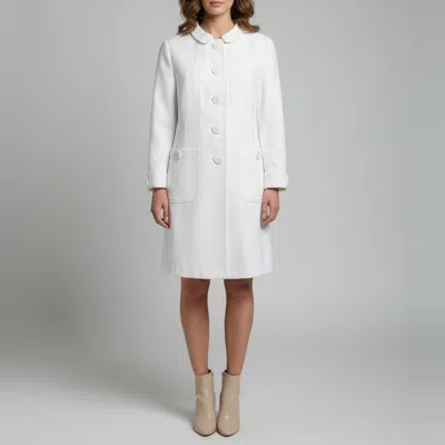 Pre-owned D & G White Textured Cotton Pique Mid Length Coat S