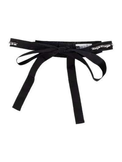 Pre-owned D&g Wide Crystal Embellishments Waist Belt In Black
