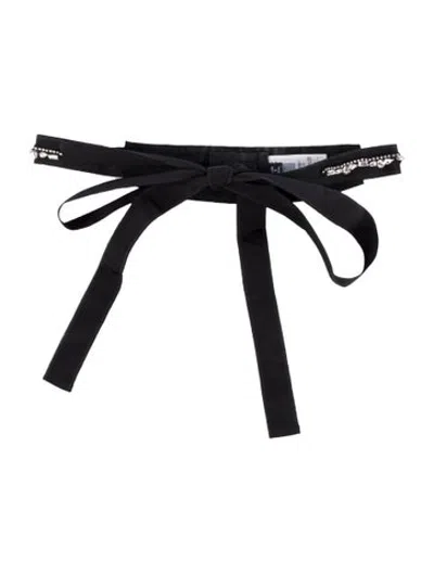 Pre-owned D&g Wide Crystal Embellishments Waist Belt In Black