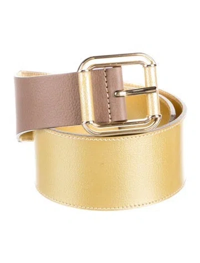 Pre-owned D&g Wide Leather Belt In Gold