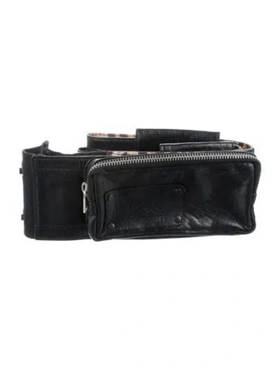 Pre-owned D&g Wide Leather Waist Belt In Black