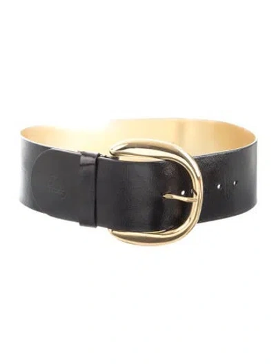 Pre-owned D&g Wide Leather Waist Belt In Black