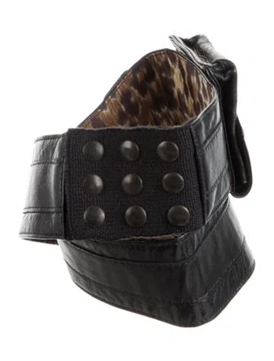 Pre-owned D&g Wide Leather Waist Belt In Brown