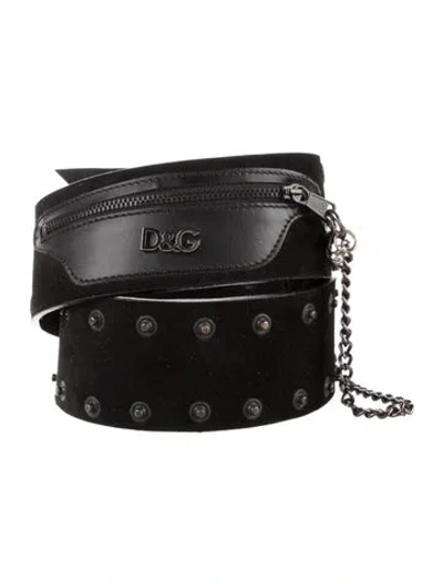 Pre-owned D&g Wide Suede Waist Belt In Black