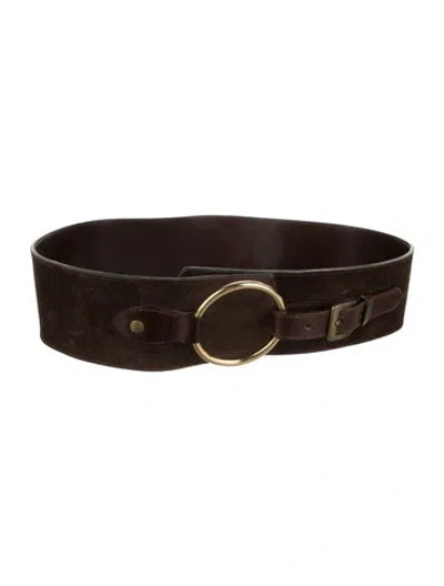 Pre-owned D&g Wide Suede Waist Belt In Brown