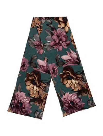Pre-owned D&g Wool Floral Print Scarf In Green