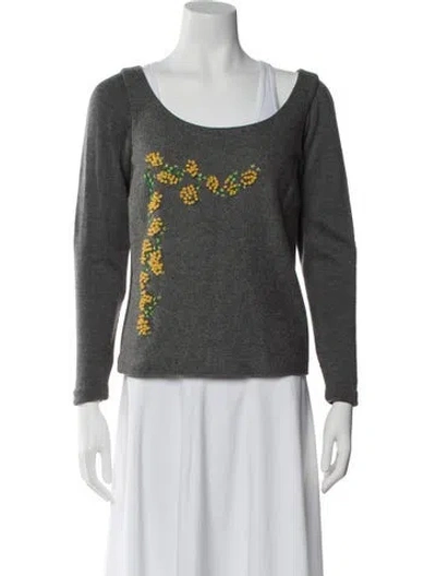 Pre-owned D&g Wool Floral Print Top In Gray