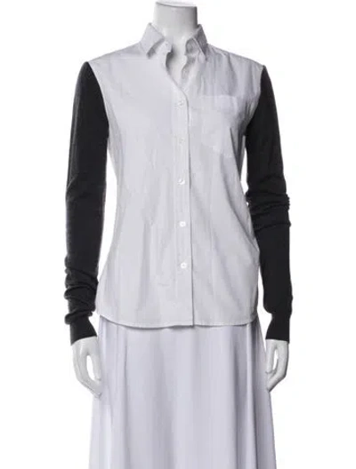 Pre-owned D&g Wool Long Sleeve Button-up Top In White