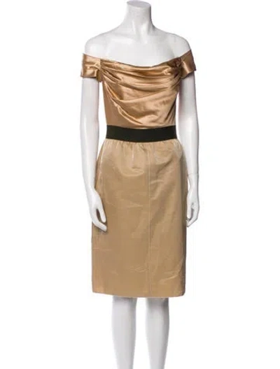 Pre-owned D&g Wool Mini Dress In Gold