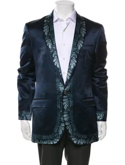 Pre-owned D&g Wool Printed Blazer In Blue