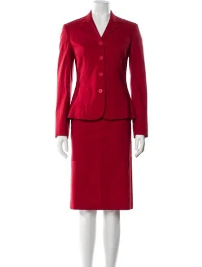 Pre-owned D&g Wool Skirt Suit In Red