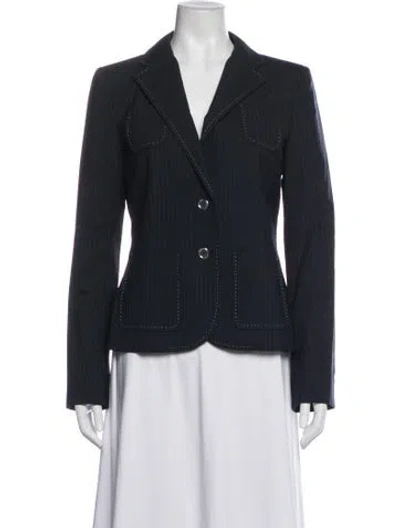 Pre-owned D&g Wool Striped Blazer In Blue