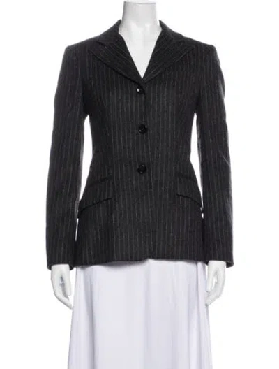 Pre-owned D&g Wool Striped Blazer In Gray