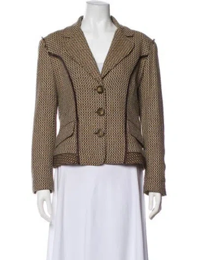 Pre-owned D&g Wool Tweed Pattern Blazer In Brown