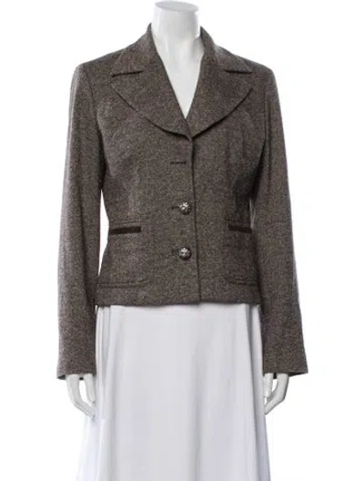 Pre-owned D&g Wool Tweed Pattern Blazer In Brown