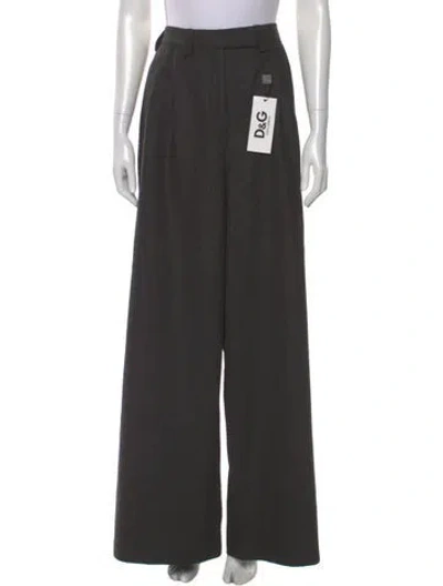 Pre-owned D&g Wool Wide Leg Pants In Gray