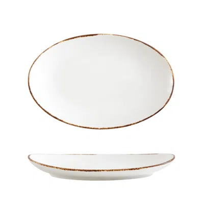 D & V Salt Coupe Platter, 12-inch X 8.5-inch, Set Of 4, White