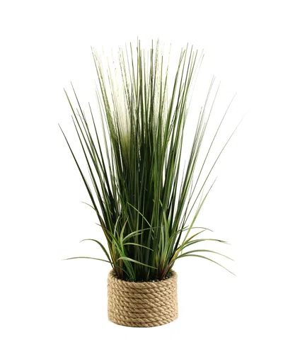 D&w Silks 30in Mixed Grasses In Ceramic Planter In Green