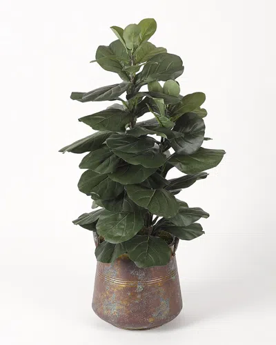 D&w Silks 42in Fiddle Leaf Fig In Aged Copper Planter In Animal Print