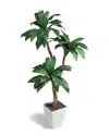 D&w Silks 6ft Bird Nest Palm In White Square Metal Planter
