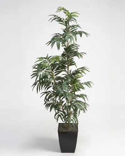 D&w Silks 6ft Phoenix Palm In Square Metal Planter In Green