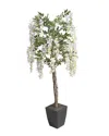 D&w Silks 6ft Wisteria Tree In Square Planter In Purple
