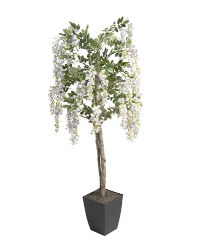 D&w Silks 6ft Wisteria Tree In Square Planter In Purple
