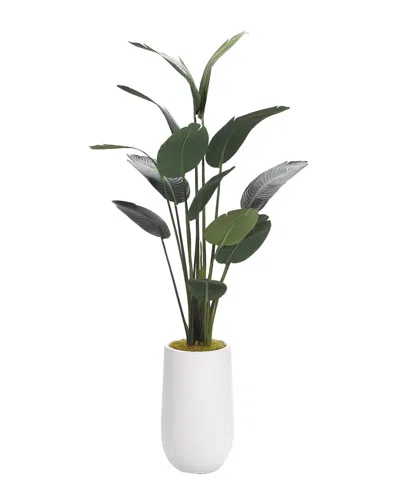 D&w Silks 7ft Traveler Palm In White Cement Planter In Green
