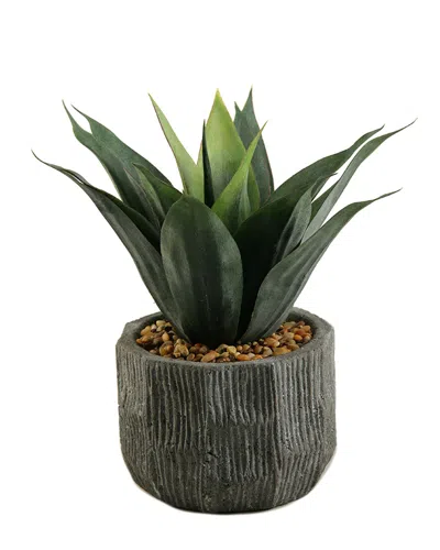 D&w Silks Agave Plant In Ceramic Planter In Green