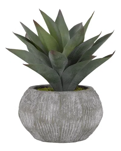 D&w Silks Aloe Plant In Round Ceramic Planter In Green