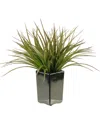 D&w Silks Brown/green Grass In Square Black Ceramic Planter