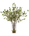D&w Silks Budding Branches In Glass Hurricane Vase