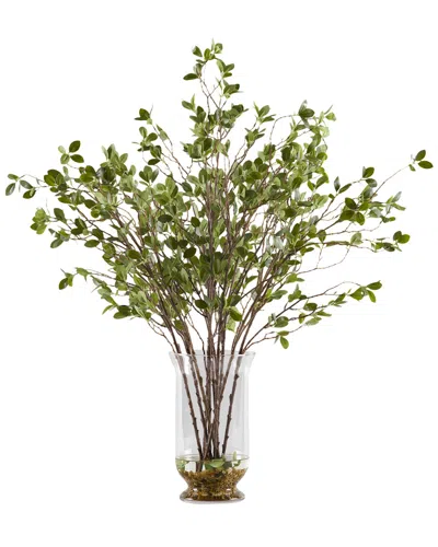 D&w Silks Budding Branches In Glass Hurricane Vase