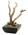 D&w Silks Ghostwood Branches In Square Metal Planter In Brown