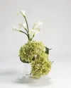 D&w Silks Inc Green Hydrangeas And Calla Lilies In Glass Vase