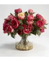 D&w Silks , Inc Pink And Burgundy Peonies In Round Glass Vase