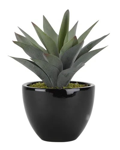 D&w Silks Large Aloe Plant In Round Ceramic Planter In Green