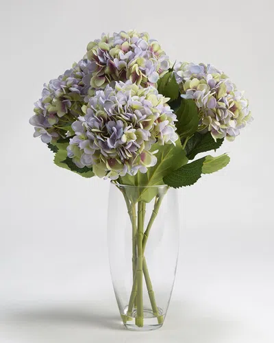 D&w Silks Lavender Hydrangeas In Glass Vase In Multi