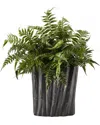 D&w Silks Leather Leaf Fern In Oval Ceramic